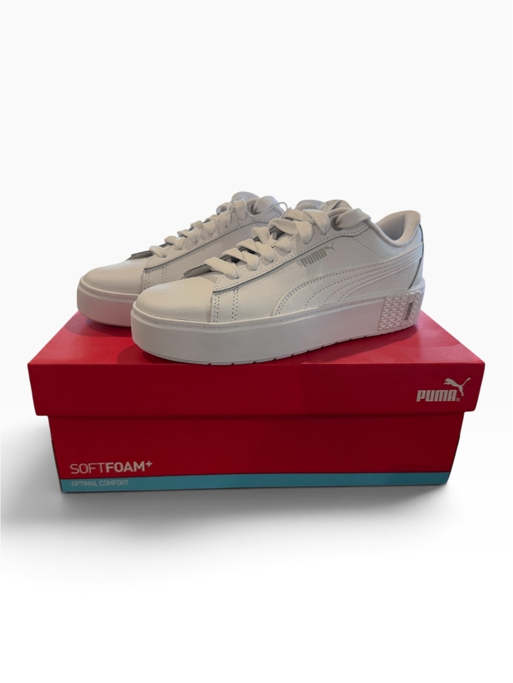Puma Smash Platform White Women's Sneakers Size US 7 with SoftFoam Comfort